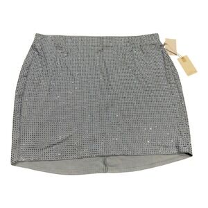 Good American Rhinestone Mini Skirt Winter Sky Blue GKB0083 Womens 2XL NWT
